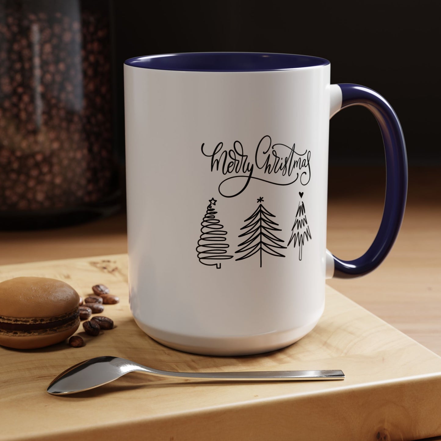 Christmas Accent Coffee Mug (11, 15oz) - Merry Christmas Cup, Holiday Drinkware, Festive Tea Mug, Seasonal Gift, Ho Ho Ho Mug