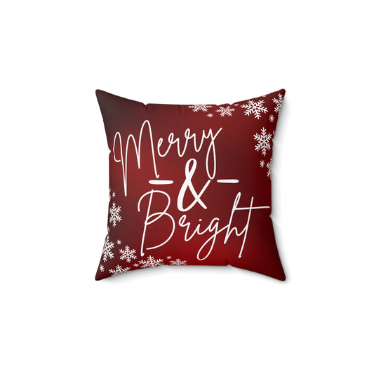 Christmas Decor Pillow, Holiday Cheer Throw Pillow, Festive Cushion for Home Decor, Merry & Bright Pillow Cover, Xmas Accent Pillow