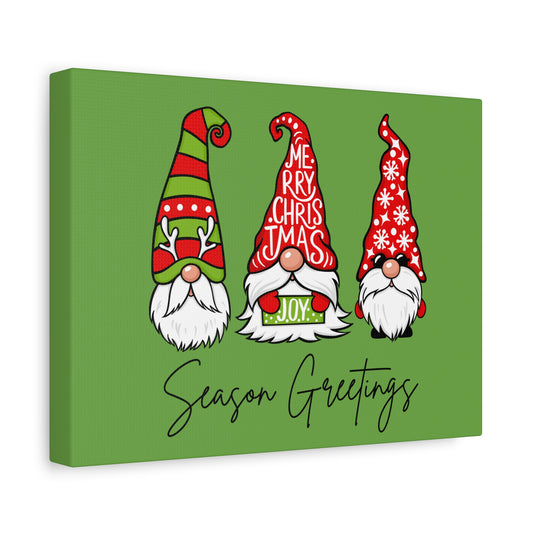 Canvas Wall Art, Season Greetings Gnome Matte Stretched 1 25&quot;, Christmas Wall Decor, Holiday Home Decoration, Festive Gnome Art Print,