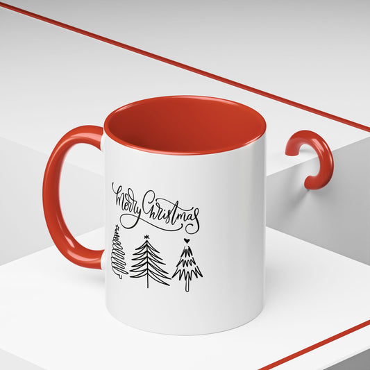 Christmas Accent Coffee Mug (11, 15oz) - Merry Christmas Cup, Holiday Drinkware, Festive Tea Mug, Seasonal Gift, Ho Ho Ho Mug